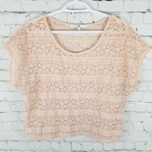 XXI | lace cropped short sleeve stretch blouse